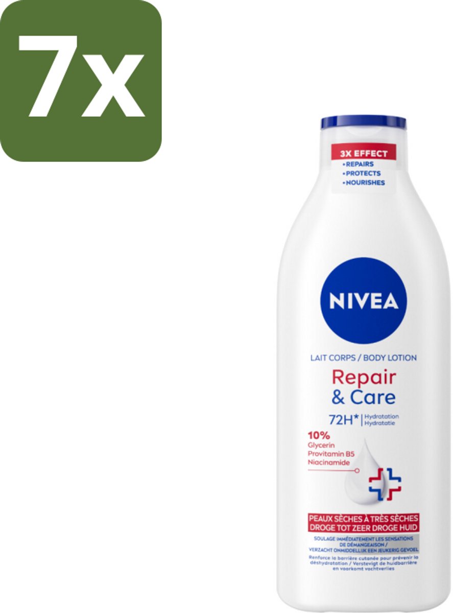 Nivea - Repair & Care Bodylotion - 72 uur Hydratatie - Voor Zeer Droge Huid - 400 ml - Bulkverpakking - 7 stuks
