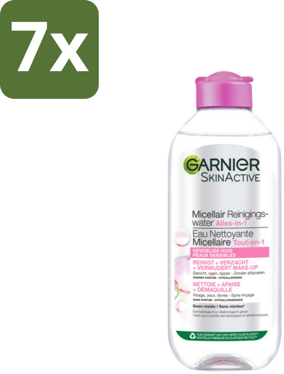 Garnier - SkinActive - Micellair Reinigingswater - Gevoelige Huid - Milde Reiniging & Make-Up Remover - 400 ml - Bulkverpakking - 7 stuks