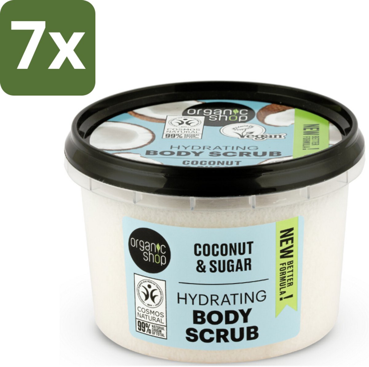 Organic Shop - Hydrating Body Scrub Coconut - Diep Voedend - 250 ml - Bulkverpakking - 7 stuks