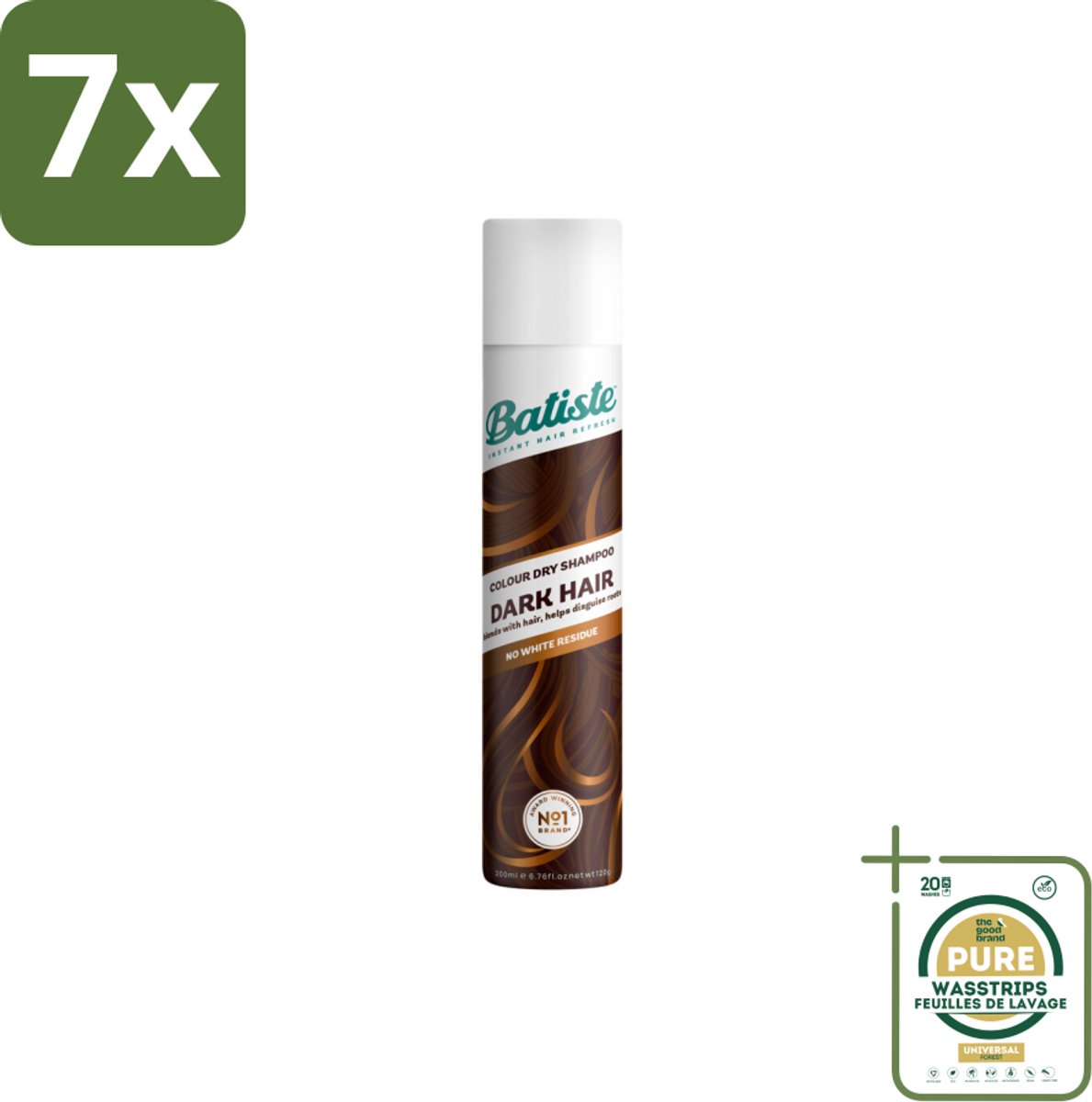 7 x Batiste - Dark & Deep Brown - Droogshampoo - Speciaal Voor Donkerbruin Haar - Verfrist en Geeft Volume - 200ml - Grootverpakking - Droogshampoo - Donker Haar - Vet Haar - Volume - Textuur