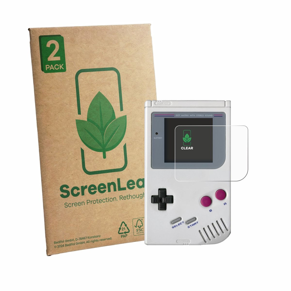 2 Stuks Screenprotector voor Nintendo Gameboy -1989 - Hoogwaardige Beschermfolie transparant