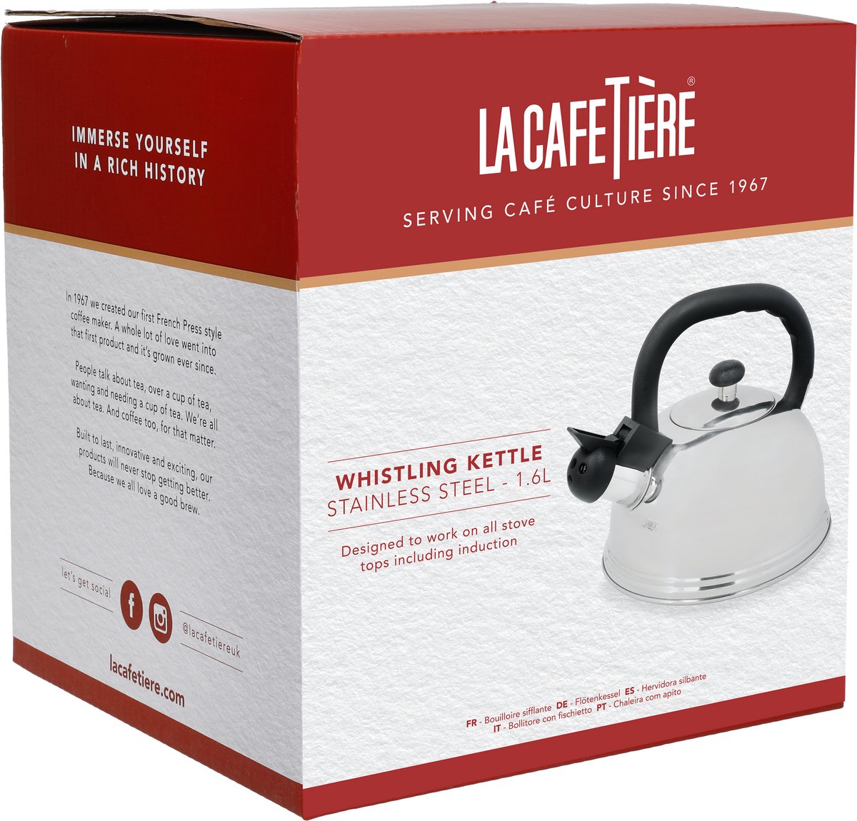 La Cafetière - Fluitketel - RVS - Geschikt voor Inductie - Snel Kokend - 1.6L