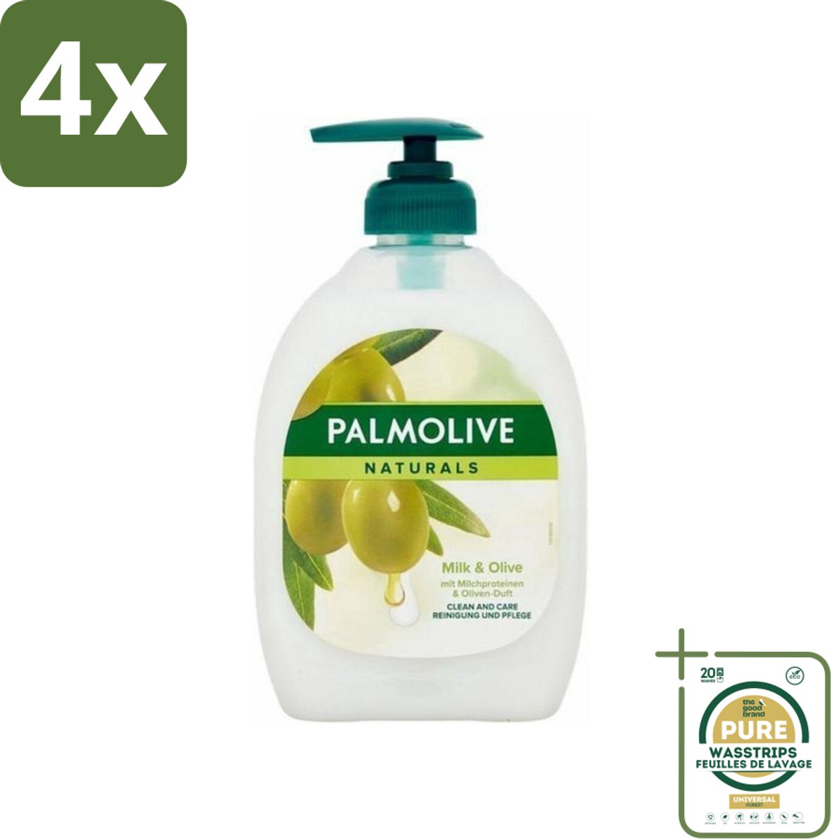 Palmolive - Milk & Olive - Handzeep Met Pomp - Verzorgend & Mild - 500 ml - Voordeelverpakking - 4 stuks - Olijf - Natuurlijke ingrediënten