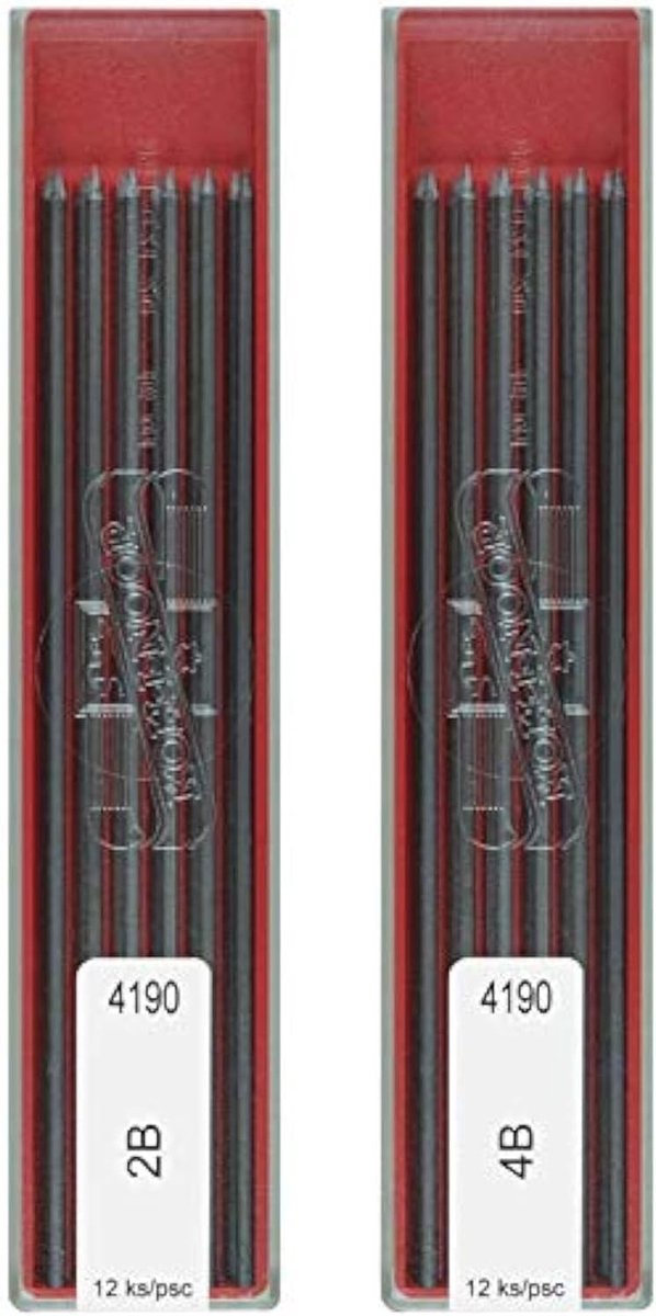 Grafietvullingen voor Vulpotlood - Grafiet - 2 mm - 6B, 2B en 4B - Voor Technisch Tekenen en Retoucheren