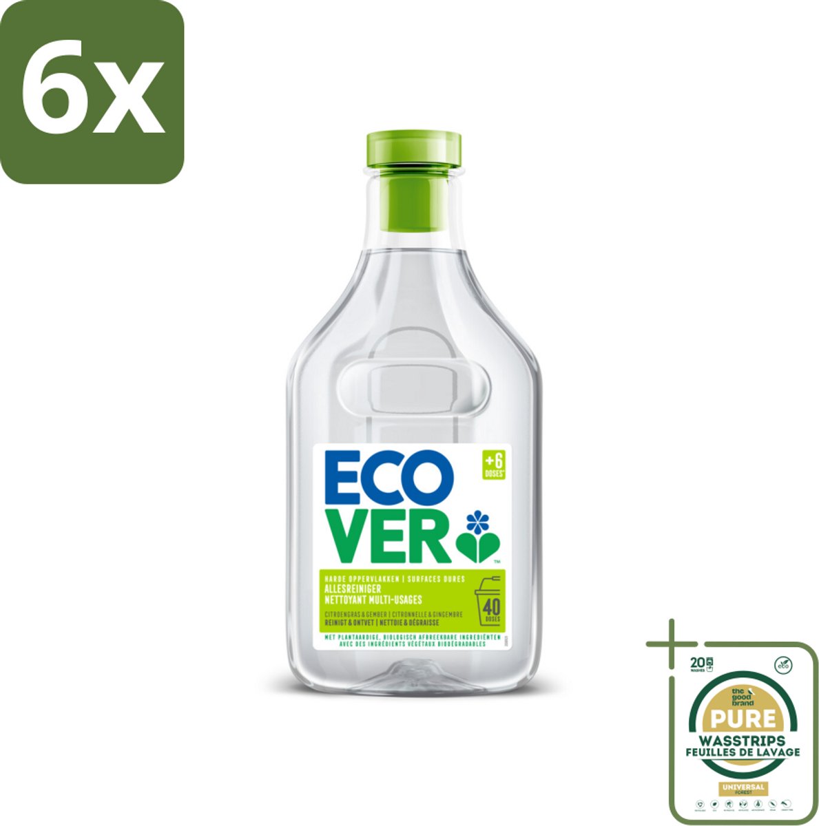 Ecover - Allesreiniger - Citroengras & Gember - 1 liter - Voordeelverpakking - 6 stuks - Gember - Biologisch afbreekbaar