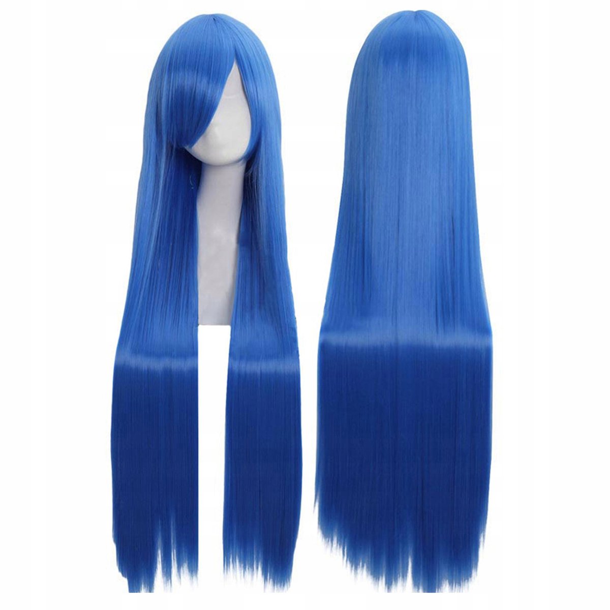 Damespruik Blauw Lang Rechts met Pony Cosplay 100cm