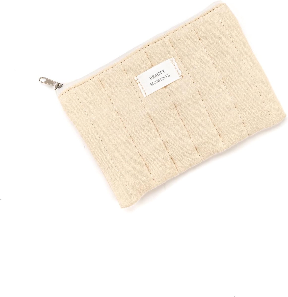 Make-up tas groot - katoen - beige - stijlvolle opbergruimte voor cosmetica - ShopVlot