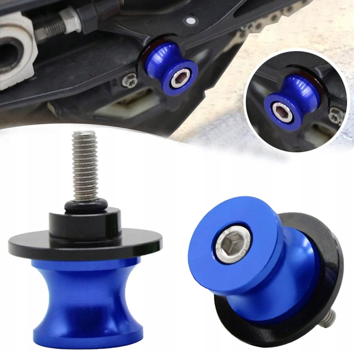 Nieuwe Blauwe Motor Hef-Sliders M8 x 1.25 (2 stuks)