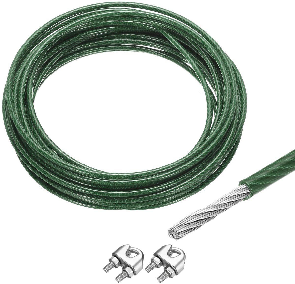 Draadkabel 10 m x 5 mm - roestvrij staal 304 - spanklem met 2 schroefspindels - perfect voor het ophangen van wasrekken - ShopVlot