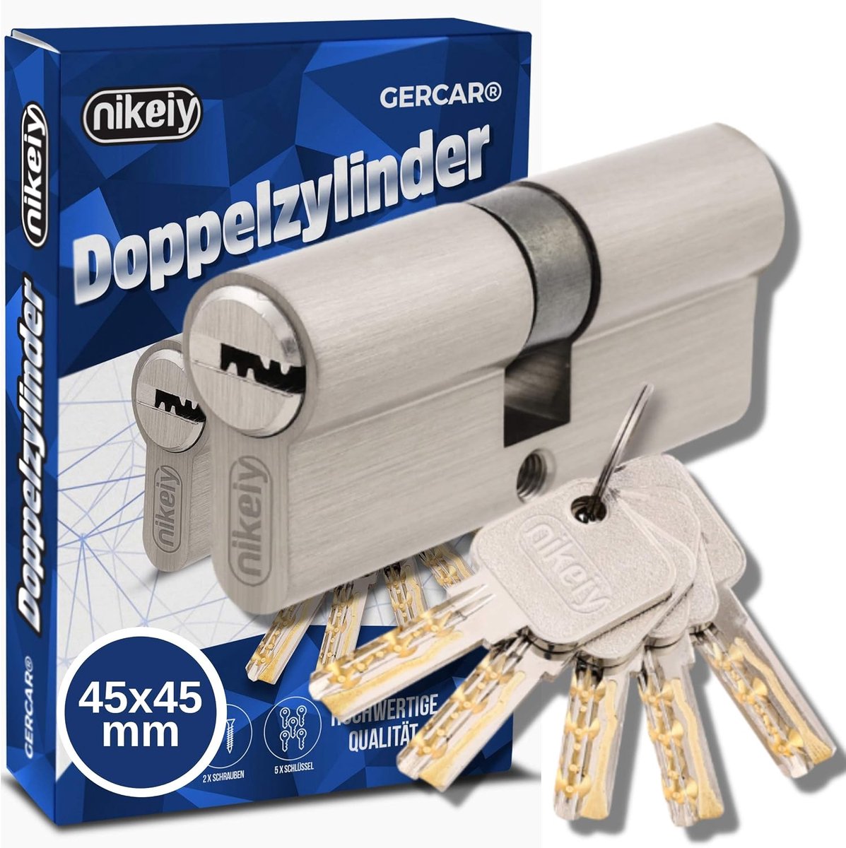 Cilinderslot 90 mm - dubbel cilinderslot van messing - incl. 5 sleutels - veilig en robuust - ShopVlot