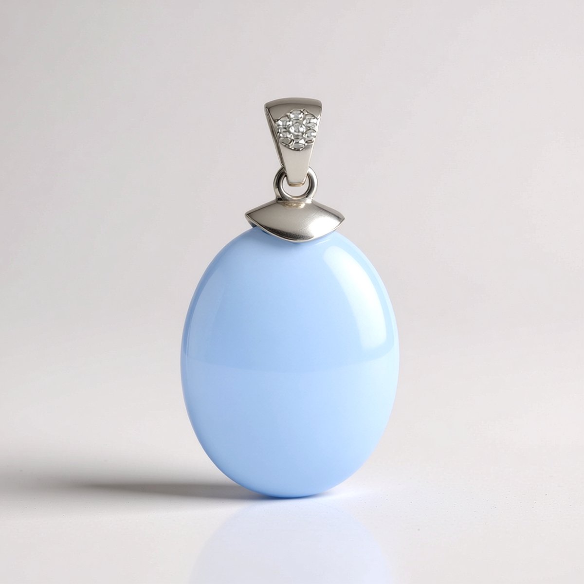 Cavill - 925 Sterling Zilveren Hanger - Aqua Chalcedoon Ovaal 7,482 ct - Gerhodineerd Zilver - Elegante Natuurlijke Edelsteen - MONOSONO COLLECTION