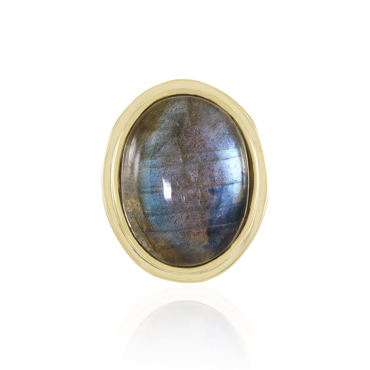 Cavill - Zilveren hanger geelverguld - Labradoriet uit Madagaskar 9,199 ct - Ovaal cabochon bezel gezet - Elegant sieraad Monosono collectie