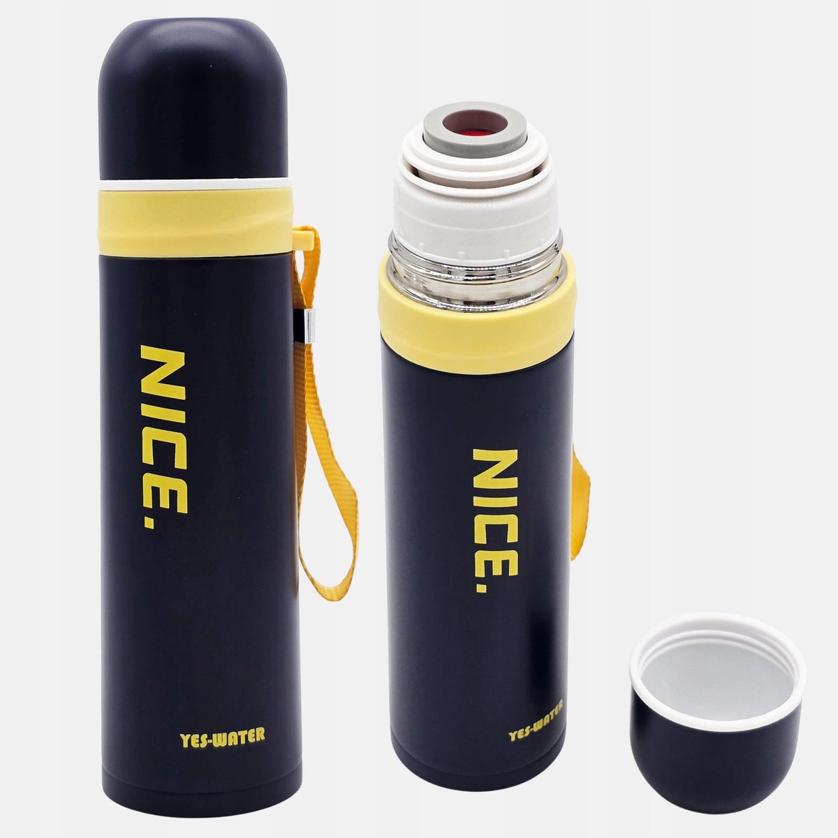 Thermosfles met beker, 0.5L, roestvrij staal, marineblauw