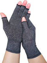 KANGKA® Compressie Handschoenen Maat M - Met Open Vingertoppen en Antislip - Comfortabele Ondersteuning voor Handen en Vingers - Dames en Heren - Grijs