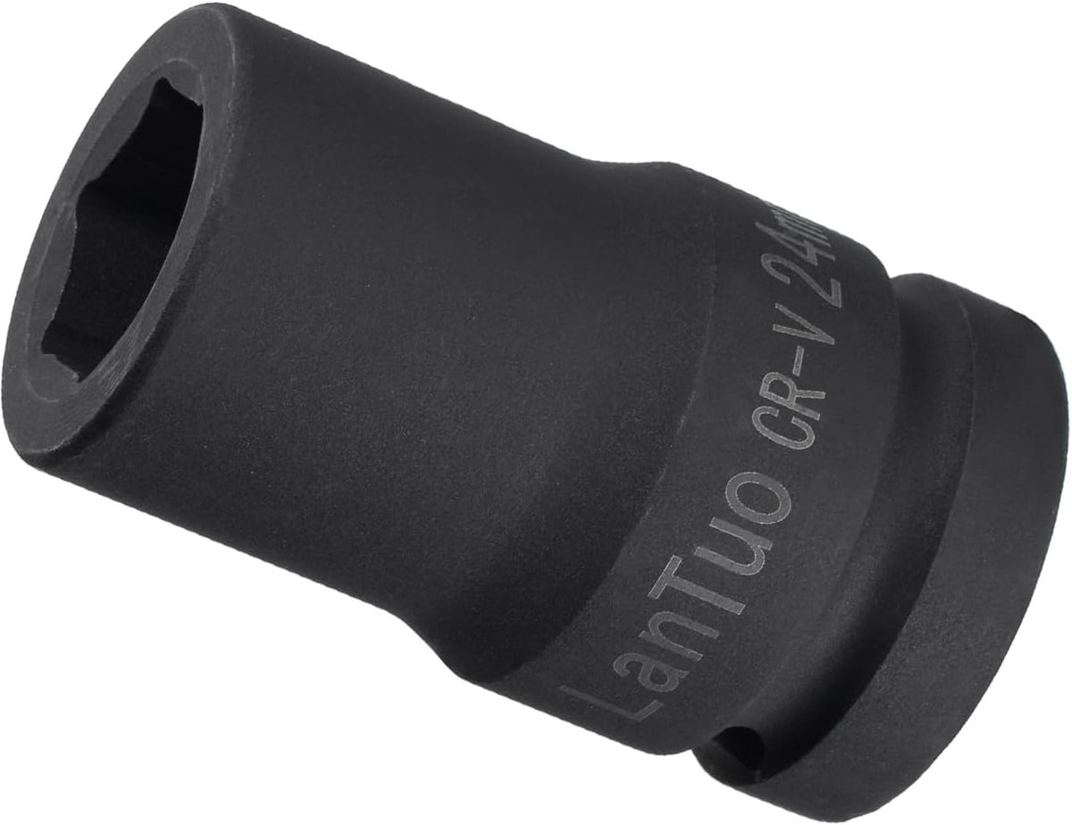 SnelShoppen - 6 Punten Impact Steeksleutel, 1 Inch Aandrijving 24mm Steeksleutel, CR-MO Radiused Hoek Ontwerp Standaard Metrische Steeksleutel - Voor