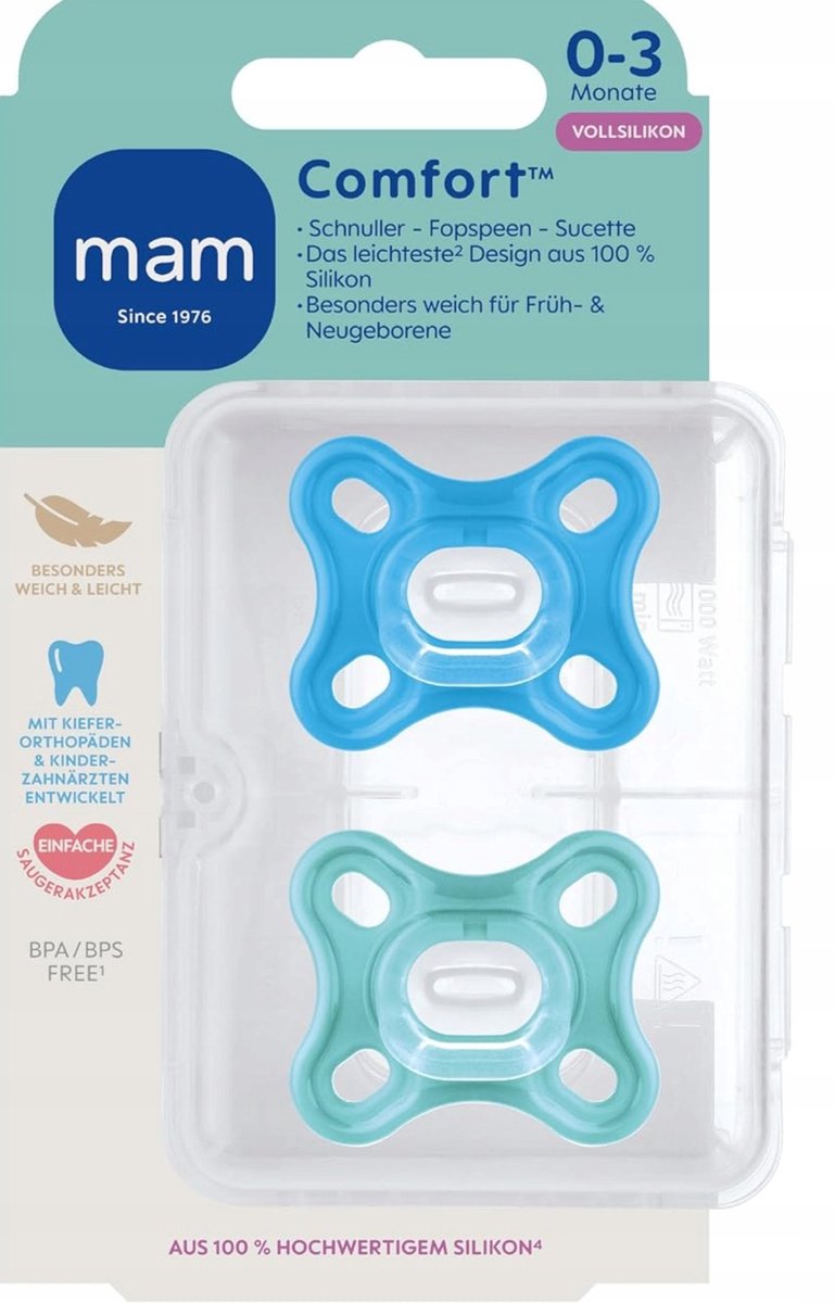 MAM Comfort Siliconen Speen 0+ Maanden (2 stuks)