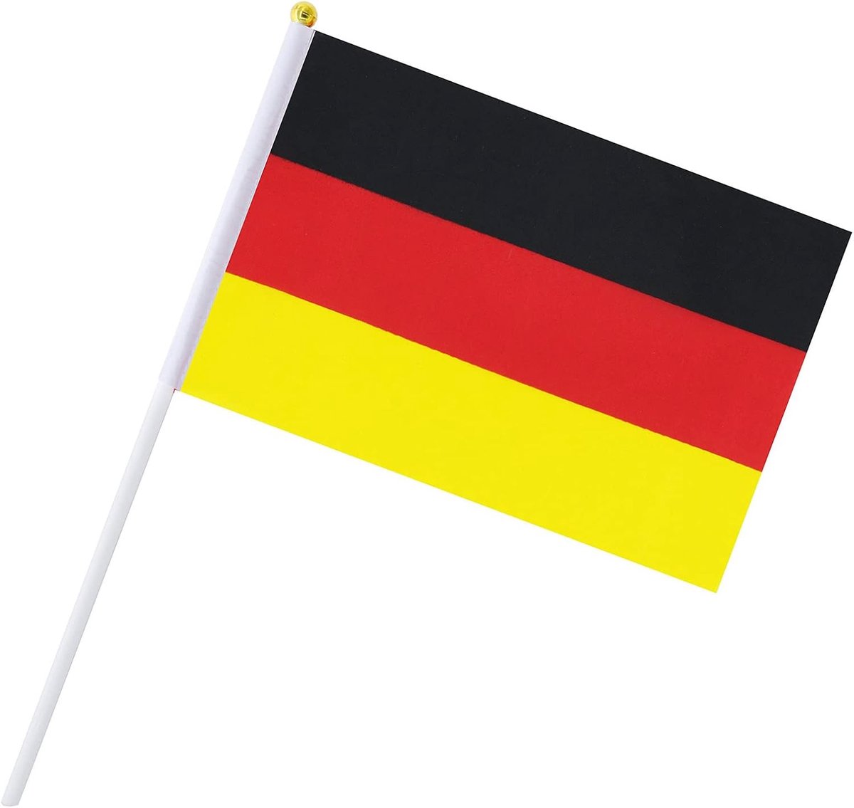 25 Duitse handvlaggen van polyester met vlaggenmast 14 x 21 cm ideaal voor sportevenementen, nationale feesten en - ShopVlot