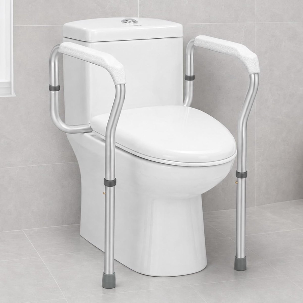 Opstaande hulp toilet, toiletzitverhoging met armleuningen, in hoogte verstelbaar, wc-opstaanhulp, toilethulp - ShopVlot