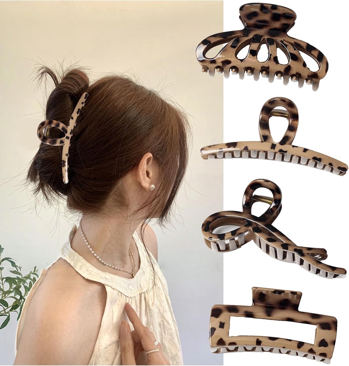 Big Hair Claw Clips Leopard Print Large Hair Claw Clips For Thick Hair Strong Hold HairJaw Clips Clamps For Women, 4 - ShopVlot