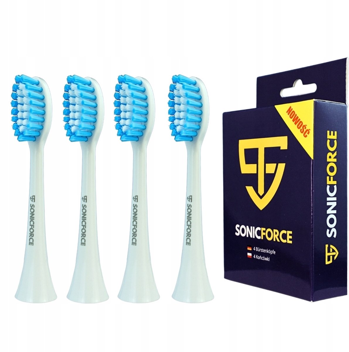 4x SonicForce Opzetborstels Wit - Grundig TB 8730/9730 Vervanging