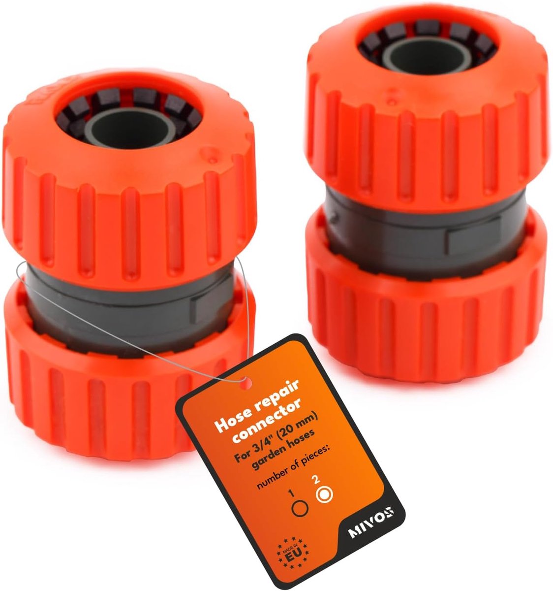 MIVOS 2 x garden hose connector for 3/4 inch (19 mm) hoses - hose repair connector - ShopVlot