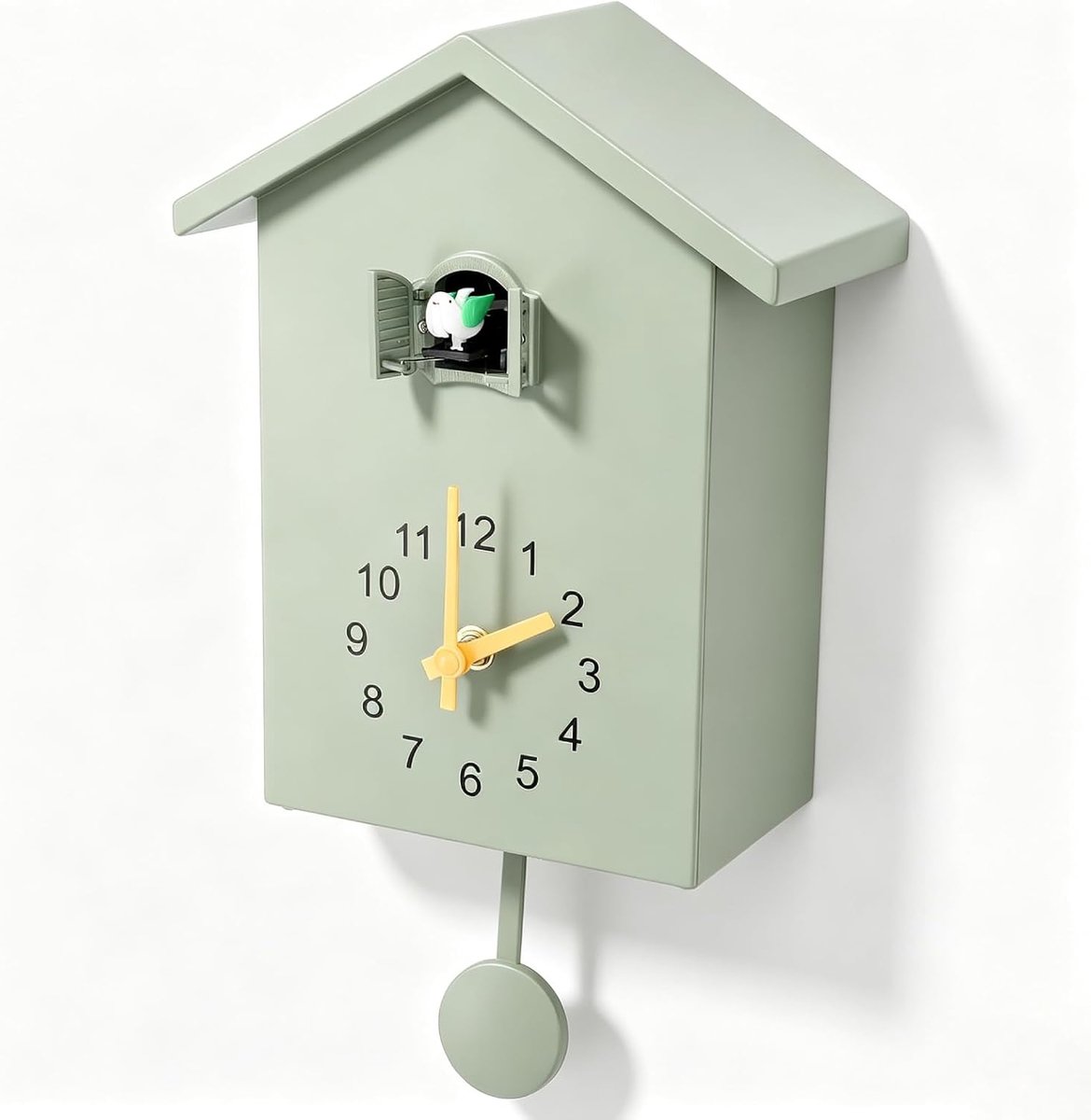 HERCHR Vogelhuis wandklok, vogel spraakoproep Scandinavische stijl huis slinger muur opknoping klok met aangenaam - ShopVlot