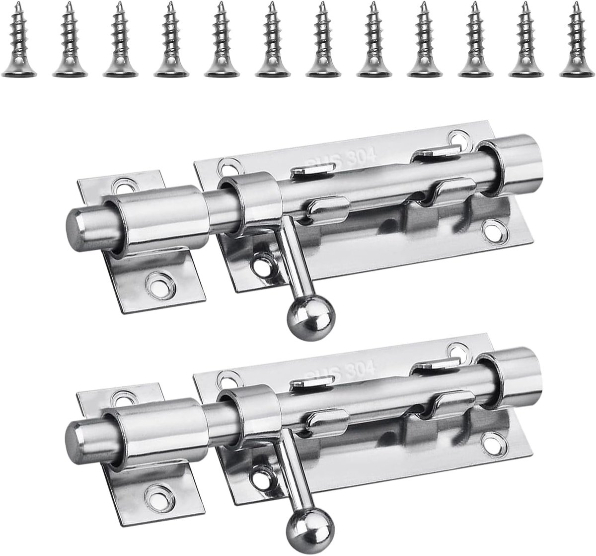 Door latch, 304 Stainless Steel, Length 105mm, 16mm, Door latch, Lock Latch, Floor Slider with Padlock, Hole for Home - ShopVlot