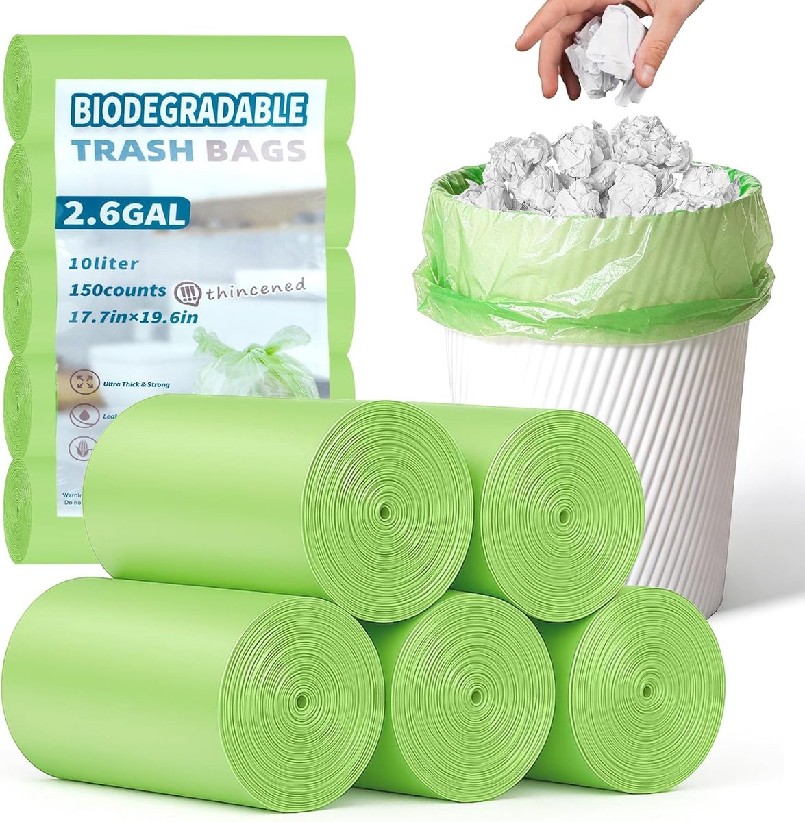 Afvalzakken 10L - Tear-proof & Leak-proof - Composteerbaar - Ideaal voor keuken en organisch afval - ShopVlot