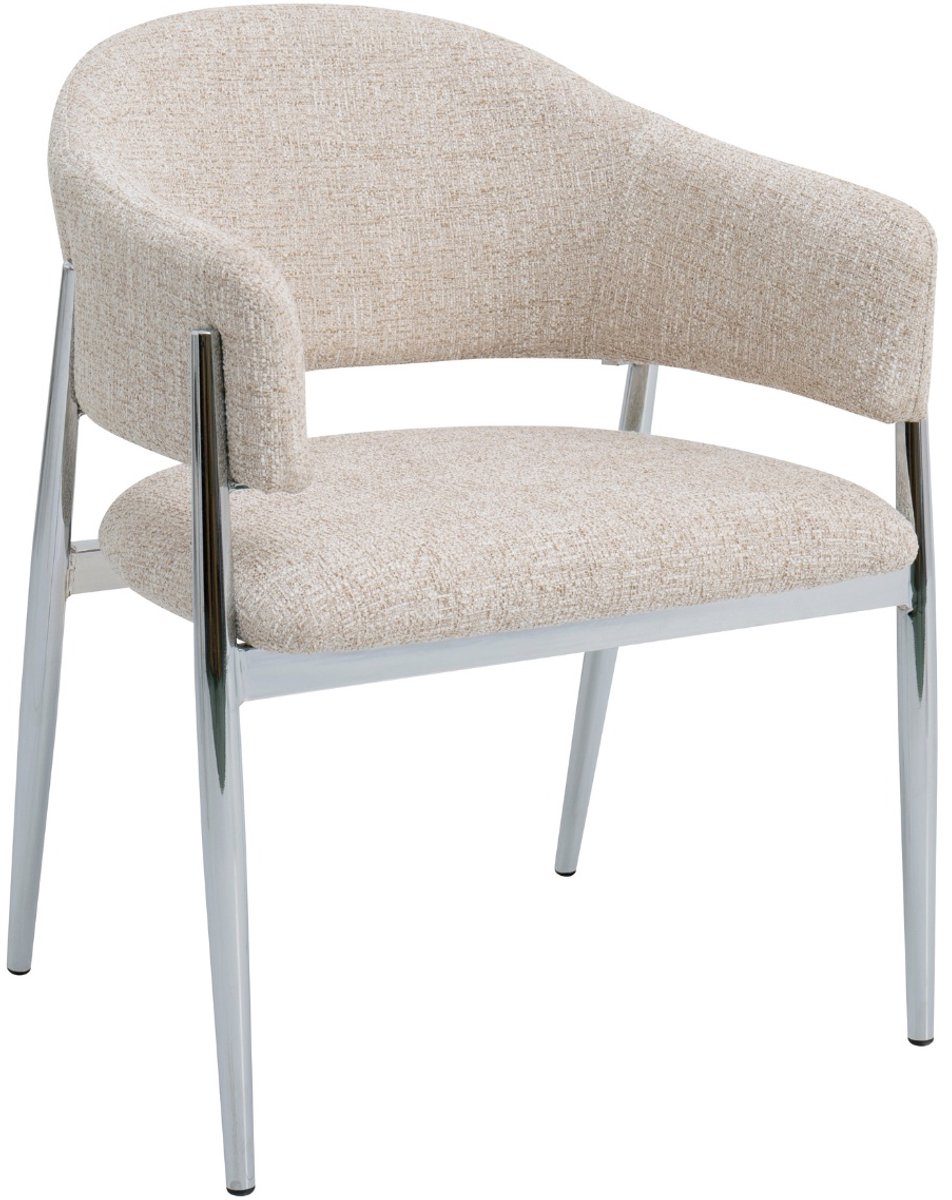 DÉJA Living Eetkamerstoel Dénia - Beige/Chrome Stof - Set van 2
