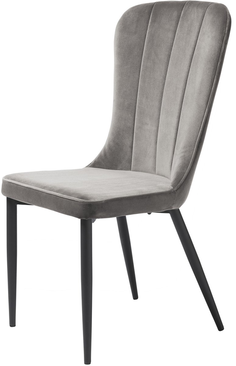 Eetkamerstoel Grijs Velvet - 61x51,5x98,5cm - Gewicht 16kg - Set van 2