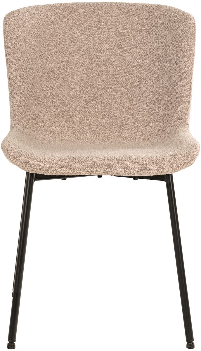 Eetkamerstoel Bouclé Beige - Zithoogte 47cm - 59x48x83cm - Set van 2