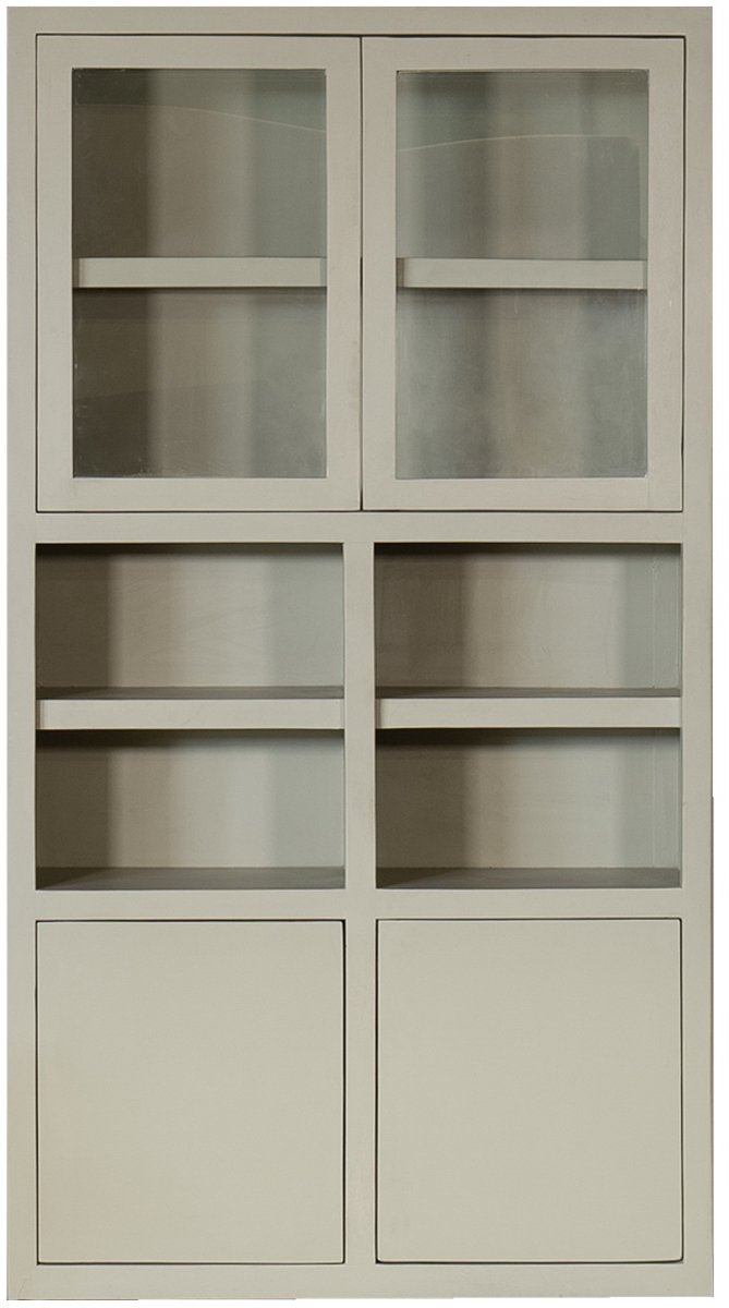 Giga Meubel Kast Xander - Beige Mangohout/Glas - 120x45x220cm