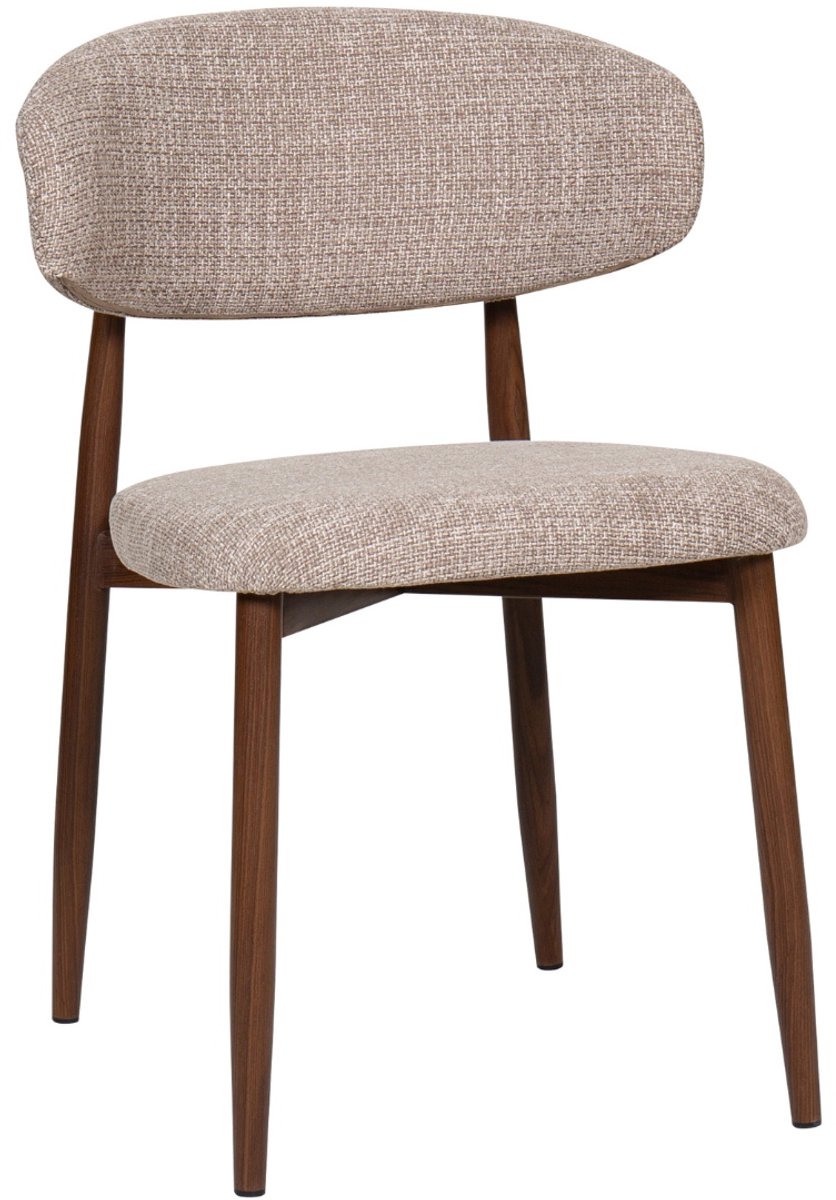 Giga Meubel Eetkamerstoel Alexia - Taupe/Walnoot - Set van 2