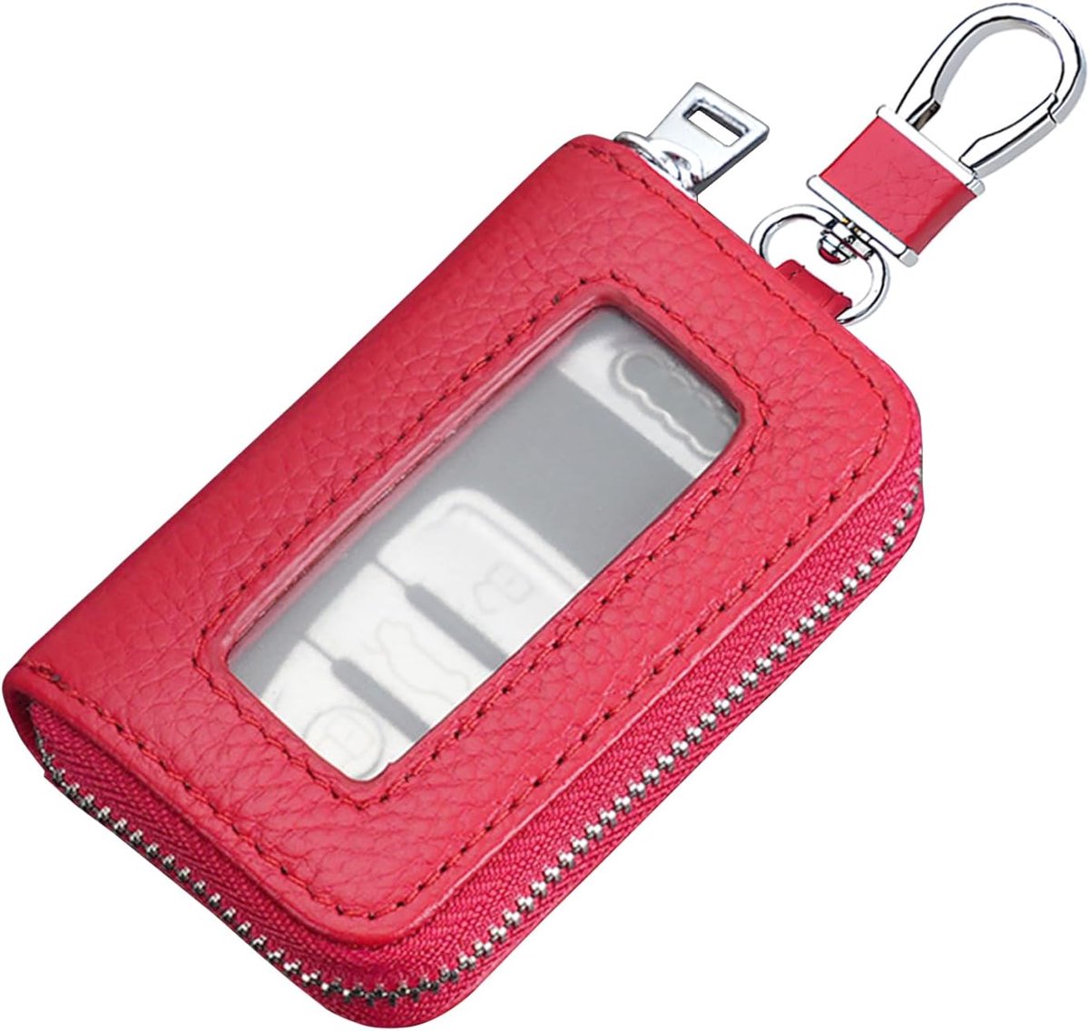 Leren sleutelhanger met rits - multifunctioneel - met haak en klittenband - ideaal voor autosleutels - ShopVlot