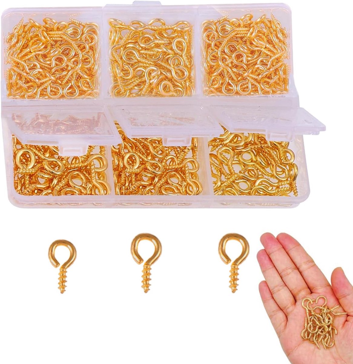 Schroefhaken 400 stuks - Goud - 3 maten - Ideaal voor sieraden maken - ShopVlot