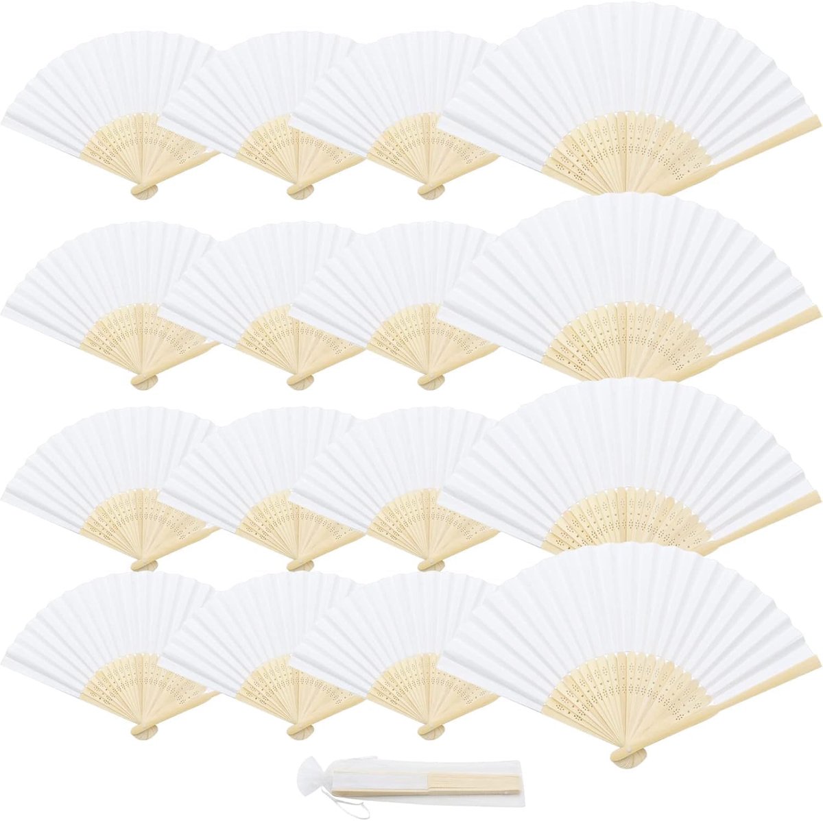 Vouwfan 50 Stuks - Witte Handventilator - Lichtgewicht en Praktisch - Ideaal voor Bruiloften - ShopVlot