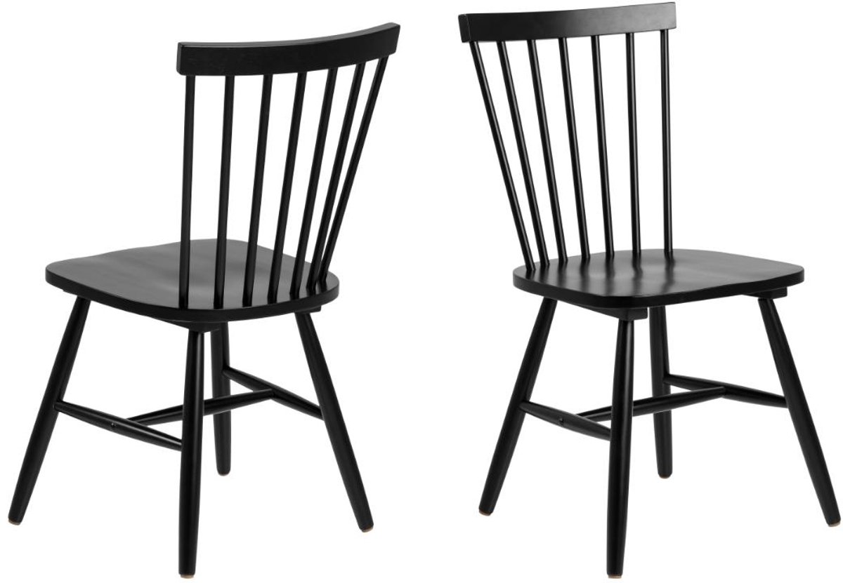 Giga Living Eetkamerstoel Urvik Birch - Zwart - Zithoogte 44,5cm - Set van 2