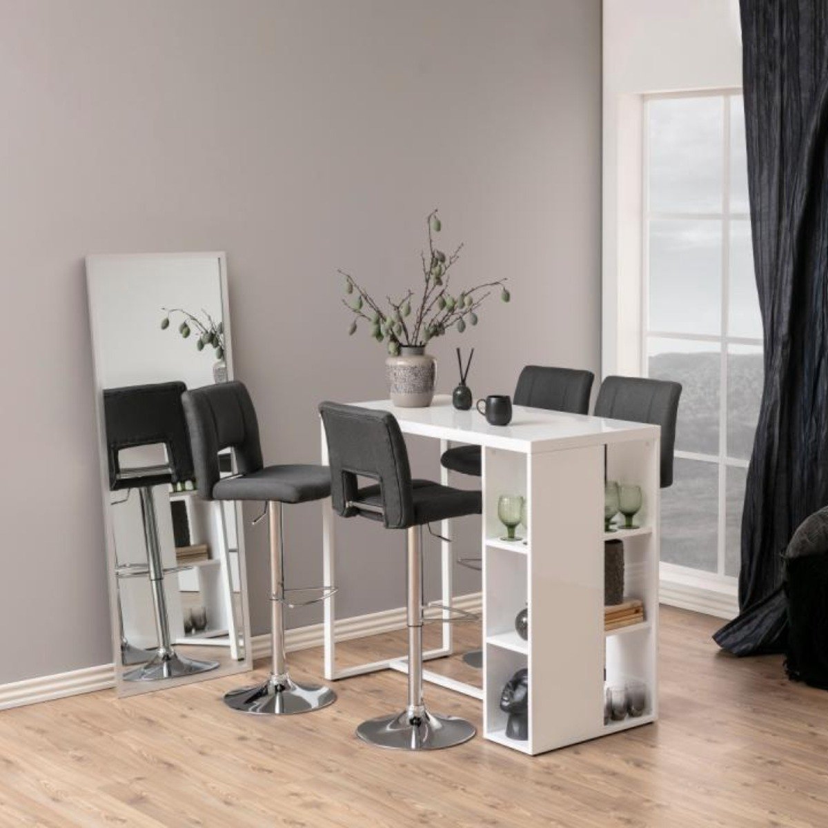 Giga Living Barkruk Wistad - Donkergrijs/Zilver - Zithoogte 83cm - Set van 2