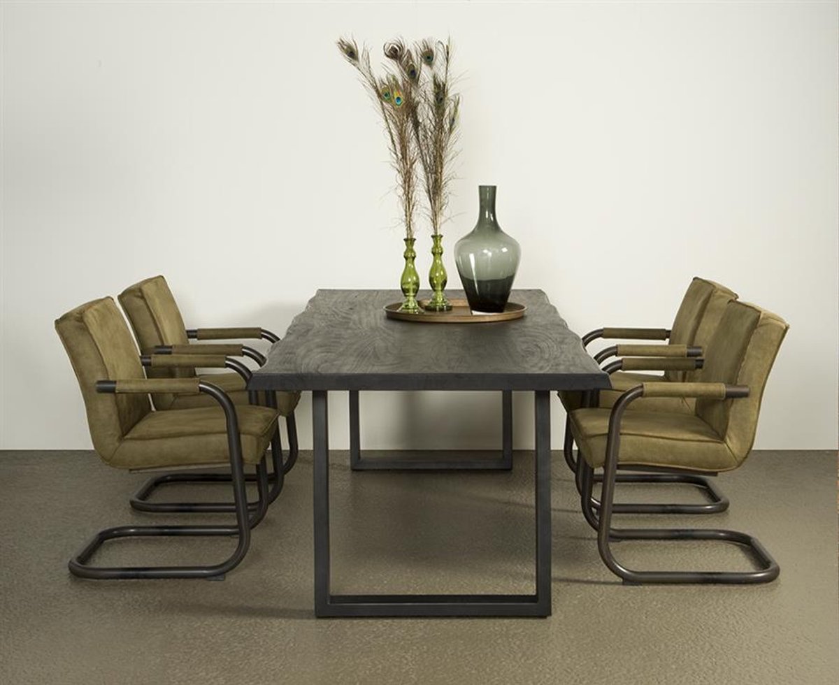 Tower Living Eettafel Ultimo - Rechthoek Zwart Hout - 200x100x78cm