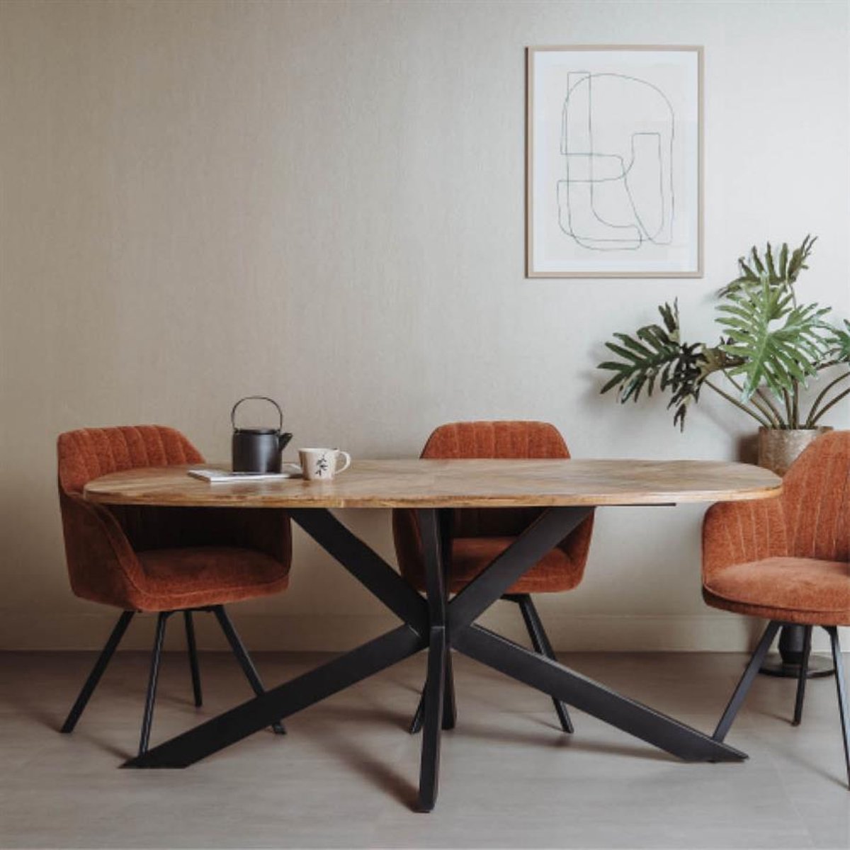 Tower Living Eettafel Silvi - Rechthoek Naturel Hout - 180x100x78cm