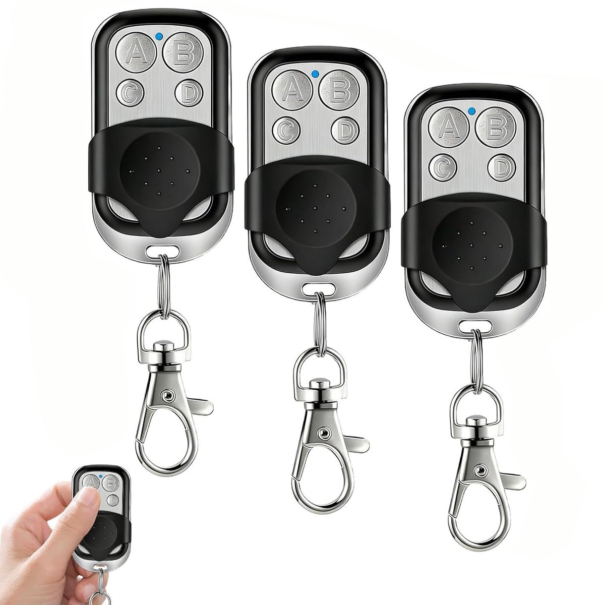Namajunas - 3 stuks garagedeur afstandsbediening - 433 MHz - 6.5 × 3.5×1.5 cm - Draagbaar Garagedeuropener - Klonbare afstandsbediening - Met sleutelhanger - Garage accessoires - Garagedeuropener