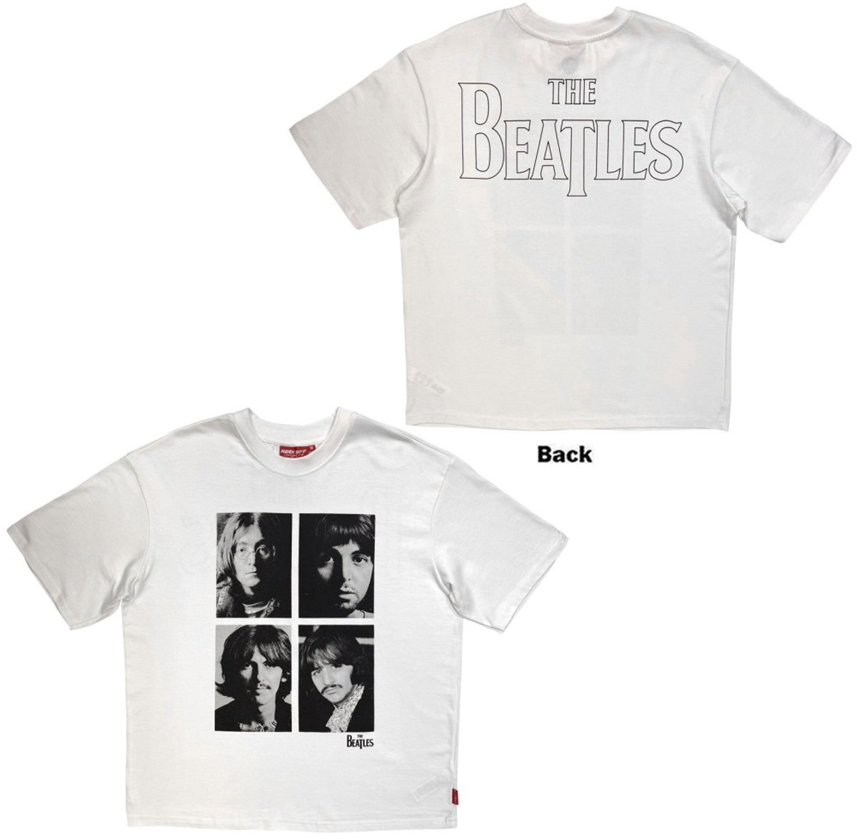 The Beatles - Unplugged Four Portrait Wash Unisex Tshirt - XL - Wit