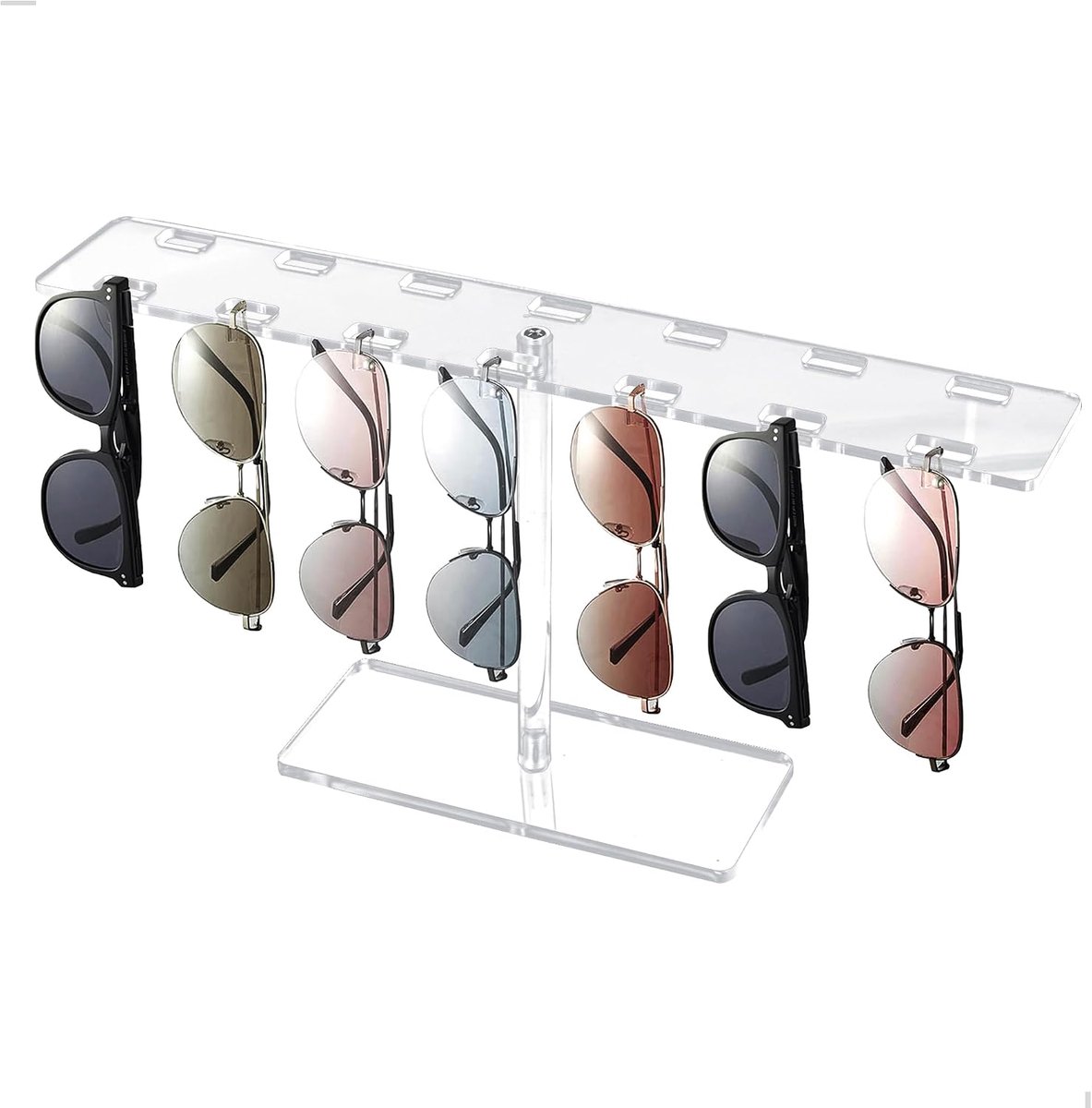Brilstandaard voor meerdere brillen - acryl - 14 glazen tonen - optimaal voor bureau en slaapkamer - ShopVlot