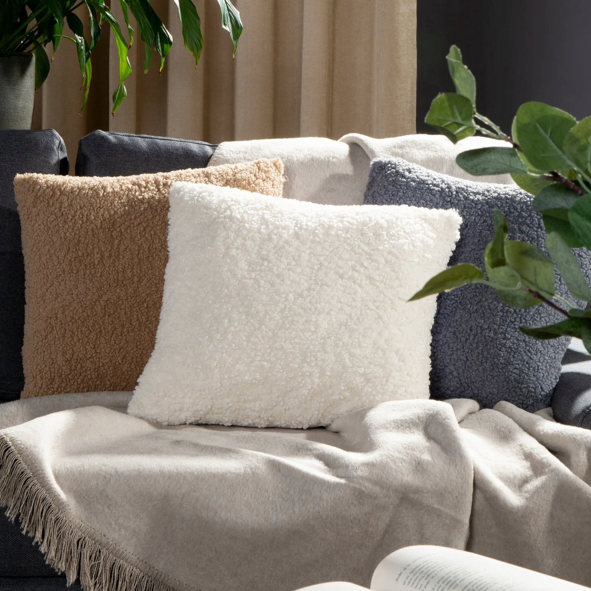 Decoratieve Kussenhoes 45x45 cm velours beige