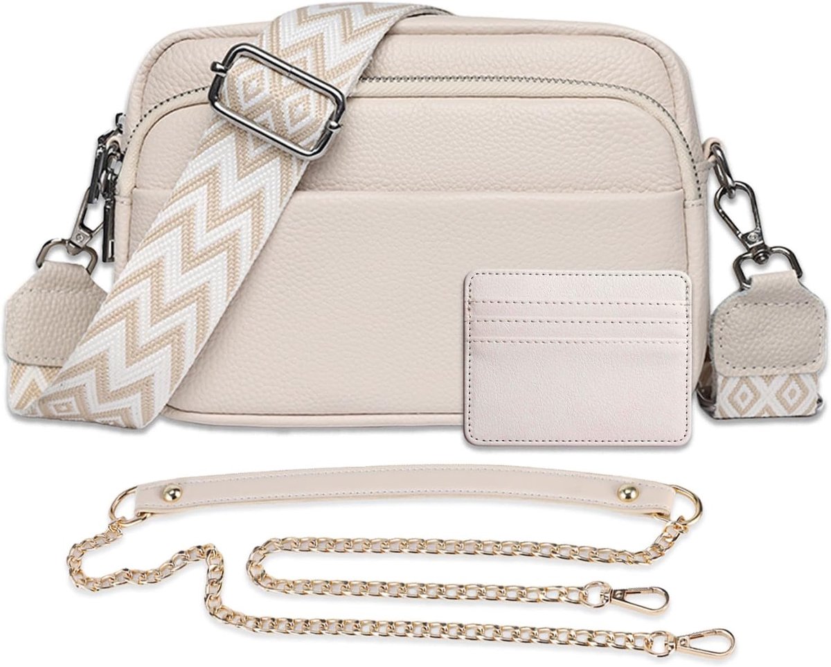 Crossbody bag dames - leren schoudertas - verstelbare brede schouderriem - ideaal voor dagelijks gebruik - ShopVlot