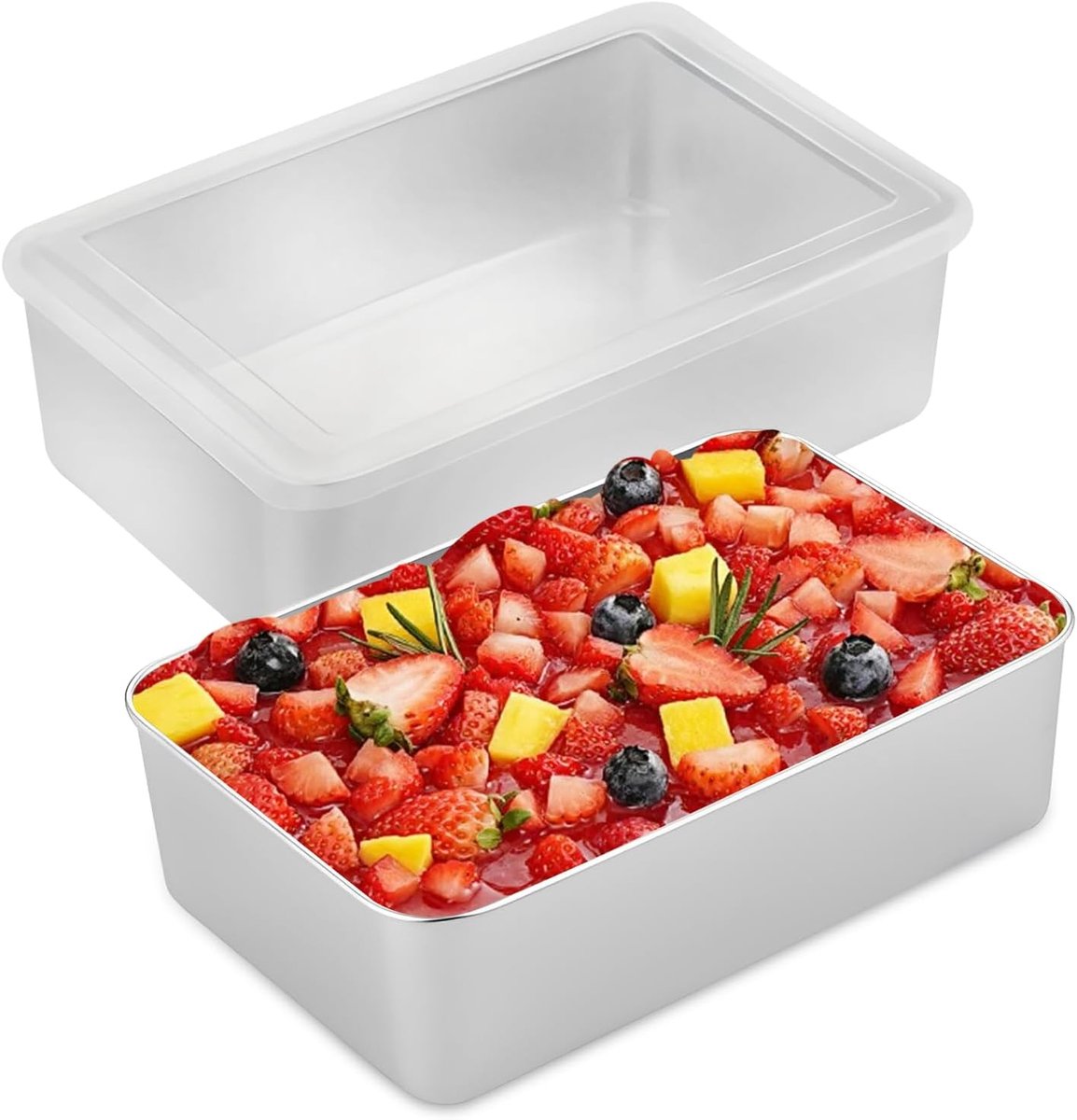 Broodbakvorm rechthoekig 22 x 15 x 6,5 cm - roestvrij staal - met deksel - ideaal voor versgebakken brood - ShopVlot