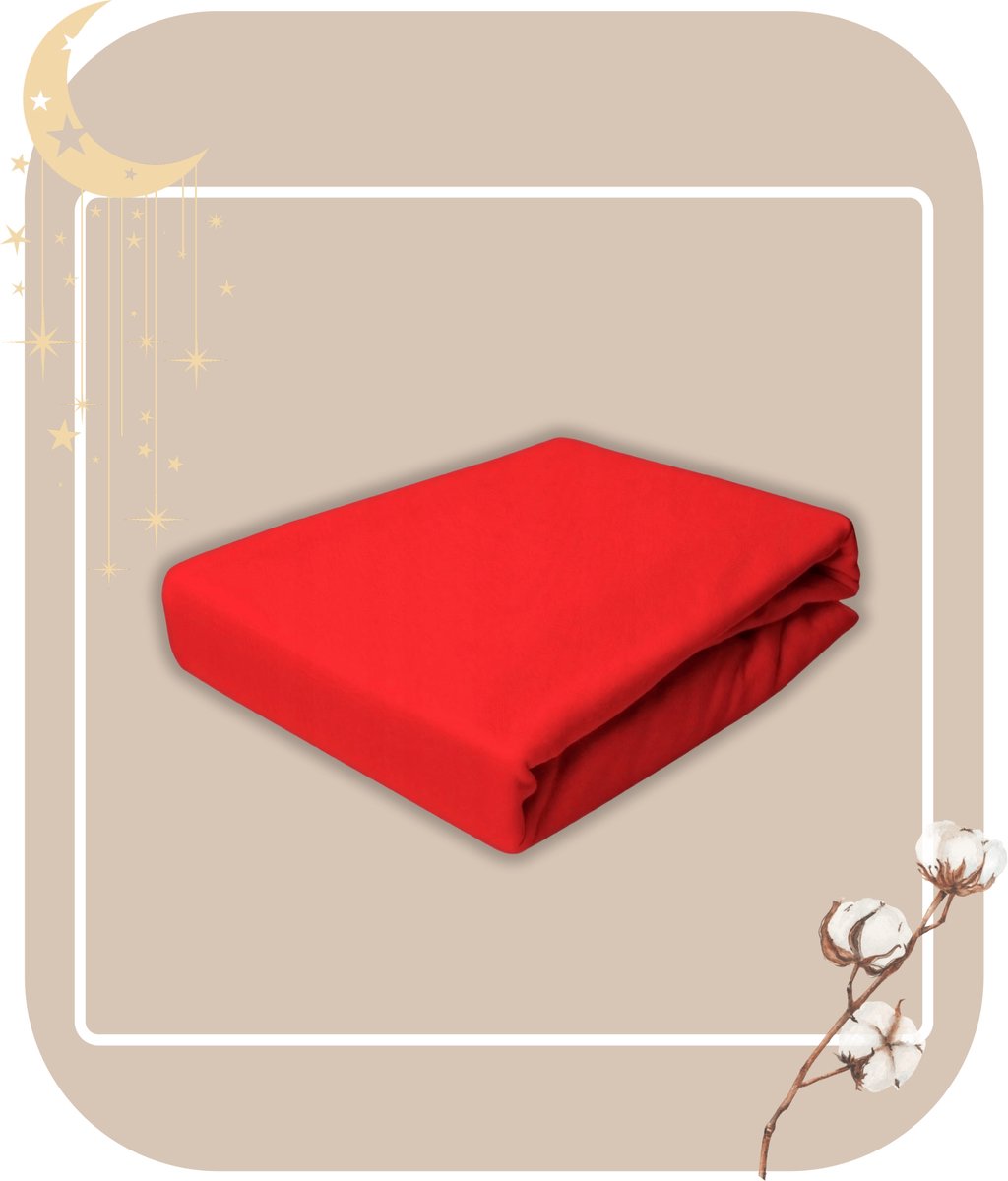 Jersey Hoeslaken 180x200cm Katoen Rood - Zacht & geschikt