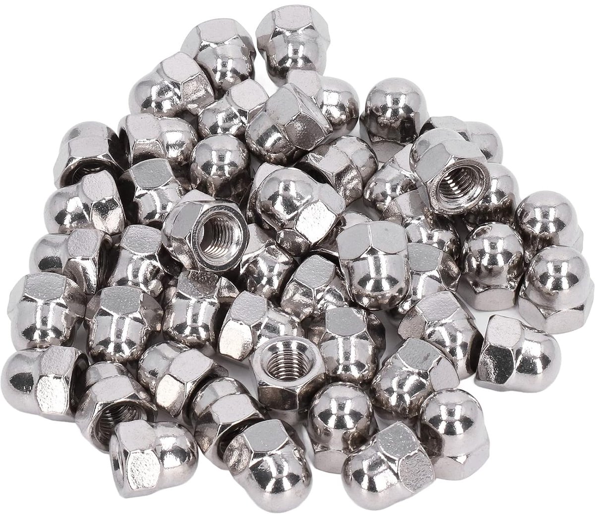 Cap nut set 50Pcs - RVS M3 M4 M5 M6 M8 M10 M12 - Hex dome cap - Ideaal voor mechanische toepassingen - ShopVlot