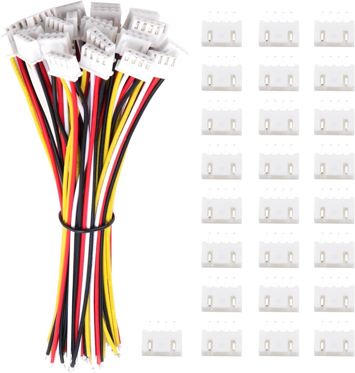 25 Sets JST 2.54 XH 4 Pin Connectors, Mini Micro JST 2.5mm 4 Pin Connector with 150mm 22AWG Cable & Female - ShopVlot