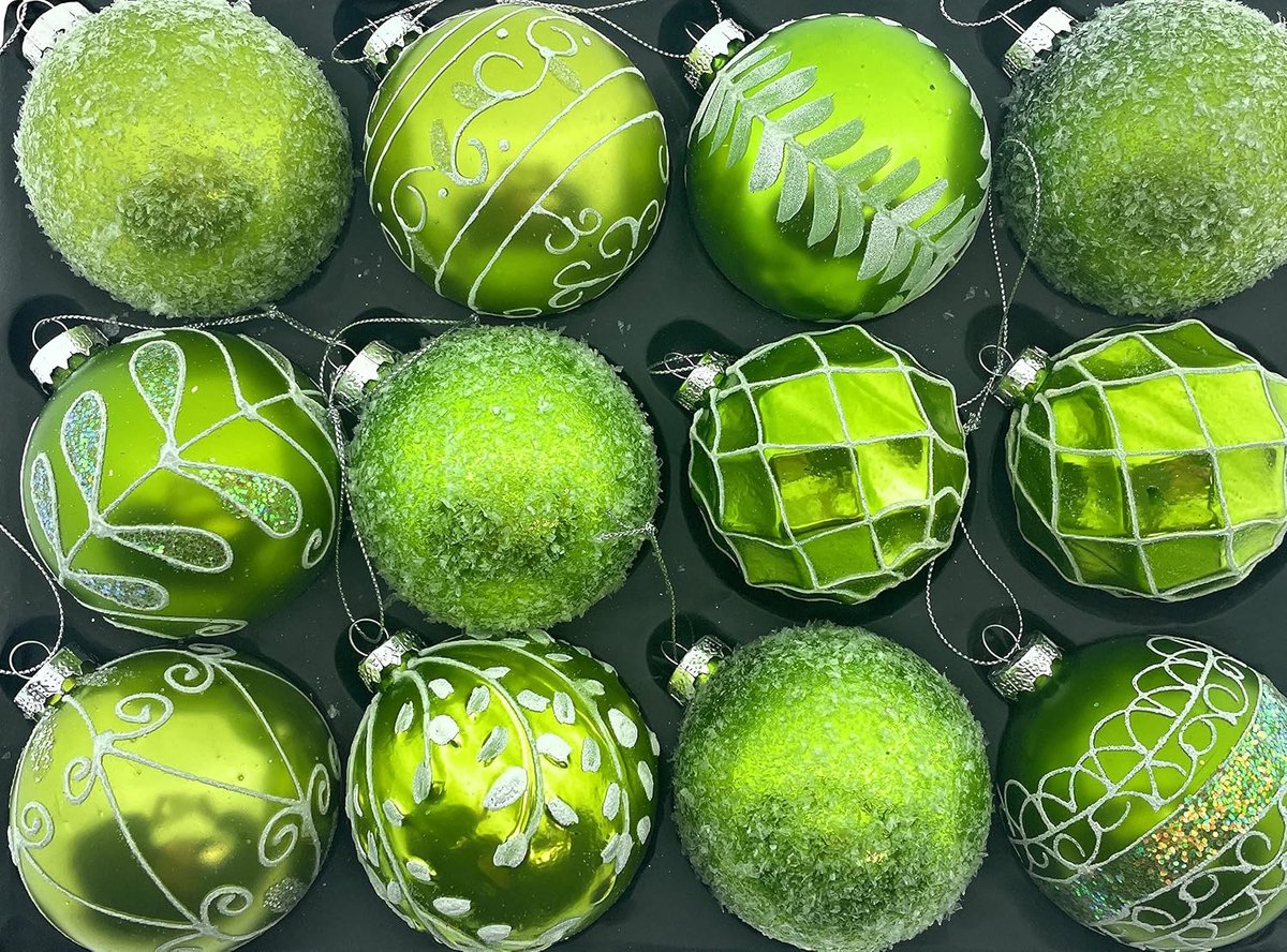 Set of 12 luxury glass baubles Ø 8 cm Christmas tree balls Christmas tree baubles Christmas tree decorations - ShopVlot